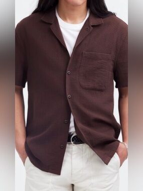 Madewell Brown Short-Sleeve Button-Down Shirt